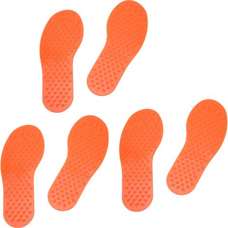 Paire de marqueurs d'empreintes de pieds en PVC coloré, tapis d'exercice en forme de pied pour une utilisation intérieure et extérieure, orange (1/5)