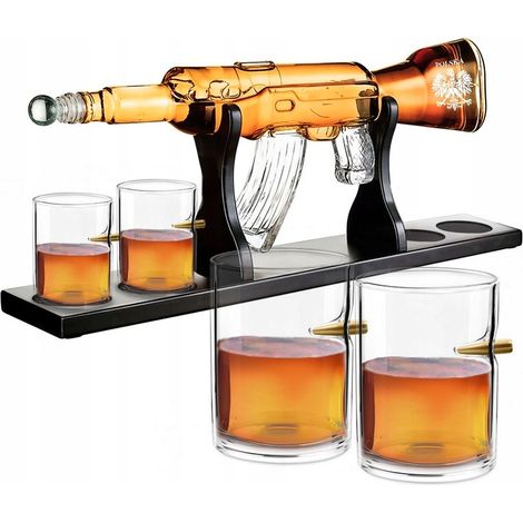 Set da whisky con caraffa, fusto e 4 bicchieri, incisione, regalo per compleanno e festività.