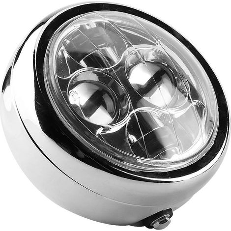 Phare de moto universel de style vintage en aluminium, phare rond rétro à LED