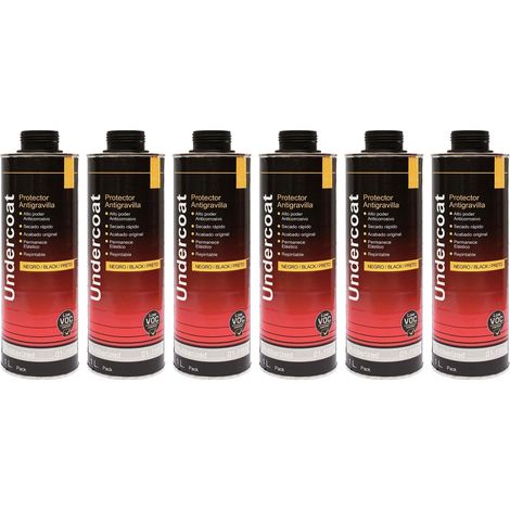 6 X ANTIGRAVILLA COLOR NEGRO 1L PROTECTOR BAJOS DE COCHES PASOS DE RUEDA (1/2)