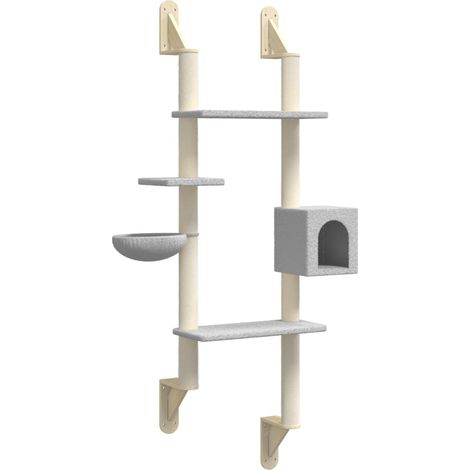 Tiragraffi per gatti Mobili per arrampicata su torre Raschietto per gatti Piattaforma da arrampicata a parete con tiragraffi trasparente 180 cm grigio 020022776