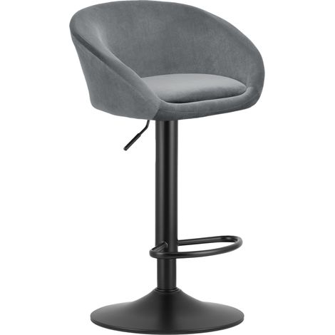 Sgabello East - velluto grigio / base nera