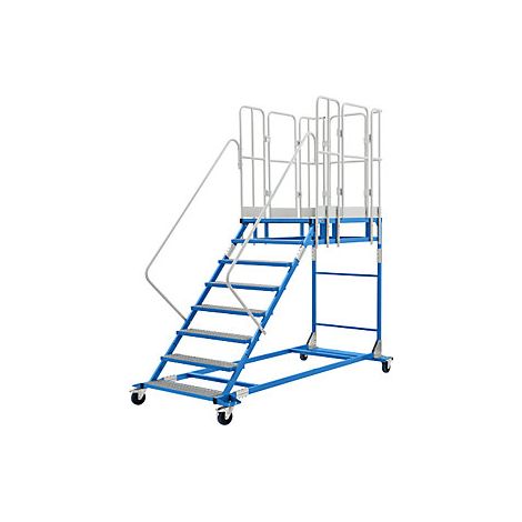 Escalera de plataforma XXL  con piezas insertadas de rejilla 