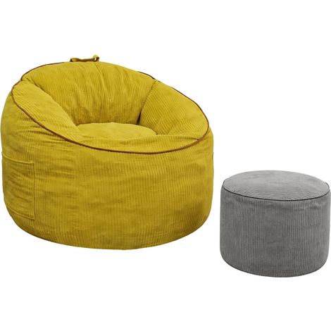 Pouf ergonomique incurvé avec poche de rangement amovible et repose-pieds cylindrique assorti pour un confort moderne à la maison (1/5)