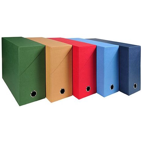 Boîtes de classement carton toilé Exacompta dos 12 cm - couleurs assorties - Lot de 5 (1/5)