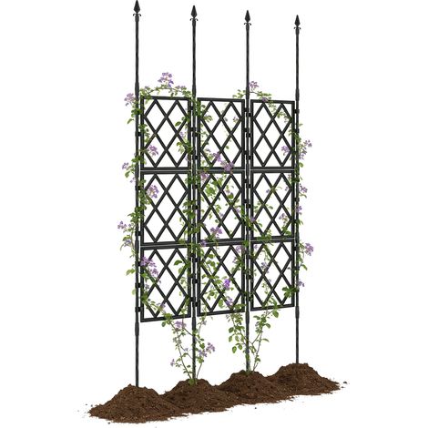 Faltbare Rankhilfe mit Rautenmuster, Metall-Gartenspalier, 85 x 197 cm, schwarz