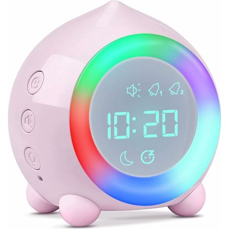 royaluxe - Réveil,réveil Enfant Lumineux LED, Réveil en USB Charge,Multifonctionnelle Réglable Veilleuse Compte à rebours Fille Garcons (rose) (1/3)