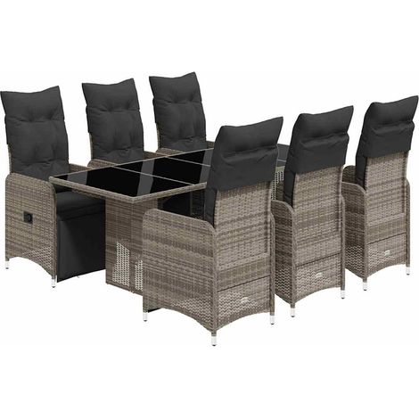 Maison Exclusive - Mesita y sillas jardín 7 piezas y cojines ratá (1/5)