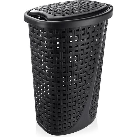 Cesto portabiancheria in plastica nera da 45 l (1/5)