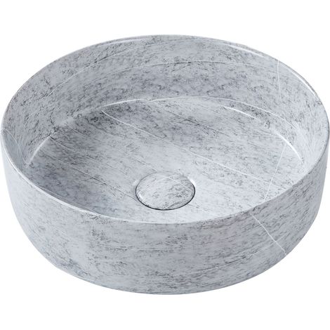 Piano bagno Lavabo rotondo in ceramica effetto granito 37 cm Grigio opaco Gudar