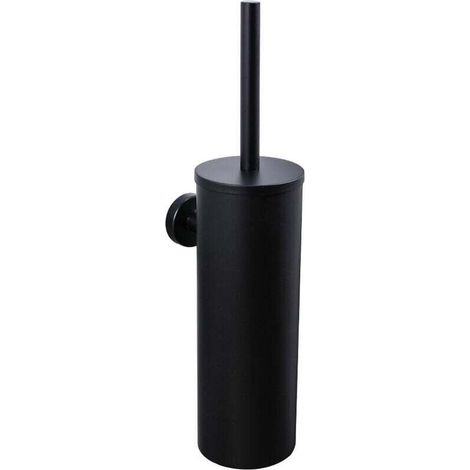Stainless Steel Toilet Brush Wall-Mounted Toilet Brush with Antibacterial Brush Holder Toilet Brush for Toilets (Black) (1/4)