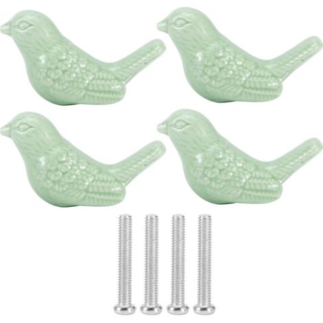 Hztyyier Boutons en Céramique en Forme D'oiseau Poignées de Tiroir D'armoire 4 Ensembles Joli Design Artistique pour Armoires Tiroirs Armoires avec Matériau en Céramique (GREEN) (1/5)