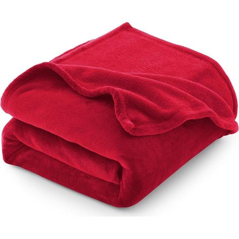 Kuscheldecke Sofadecke Fleecedecke Flanell Sofa Bett 130 x 150 cm Rot (1/5)