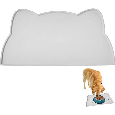 Tapis d'alimentation pour chat, tapis d'alimentation en silicone pour animaux de compagnie, plateau antidérapant et imperméable pour gamelle d'eau de chien, à poser au sol (1/5)