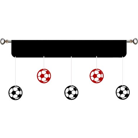Pannello per tenda con palloni da calcio per giovani calciatori, 90 cm, nero e rosso