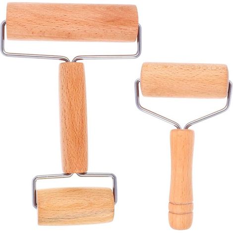 Rolling Pin - T Shape And H Shape Beech Wood Pastry Roller For Pizza Dough Cake Pasta Cookie Pie Crust - 2 Pcs (1/5)