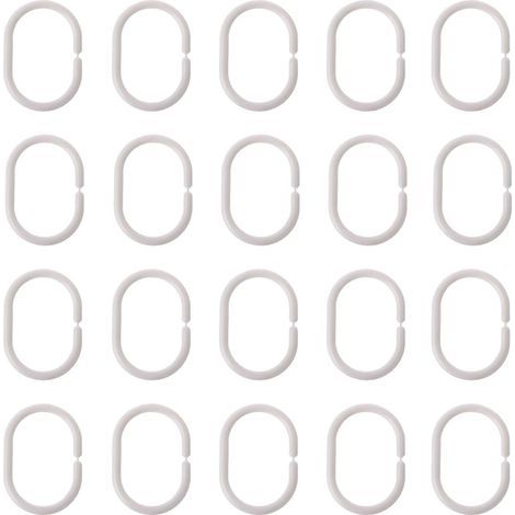 20er-Packung – Duschvorhangringe – Badezimmerzubehör – Schnellverschluss – Für Duschvorhangstangen – Weiß – 4 x 2 cm (1/5)