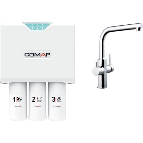 Comap – Filtre sous évier pour eau de boisson avec robinet 3 voies – 3 niveaux de filtration – Q112017001 (1/4)