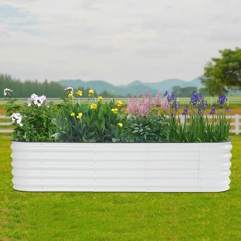Set mit 10 erhöhten Metallpflanzkästen, Set mit erhöhten Pflanzkästen 195 x 60 x 43 cm, geeignet für erhöhte Pflanzkästen für Gemüse und Blumen. (1/5)