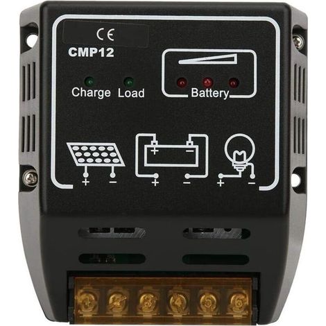 Régulateur De Charge Solaire 20 A, Régulateur De Charge Solaire 12v/24v, Noir, Avec Protection Cmp12, Régulateur Intelligent De Batterie À Panneau Solaire (1/5)