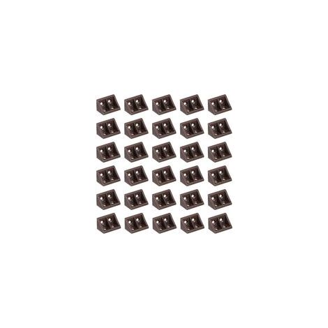 Lot de 30 équerres d'angle en plastique, support d'angle à 90 degrés, support d'angle droit, support d'étagère pour meubles en bois, armoire, tiroir, bibliothèque, marron
