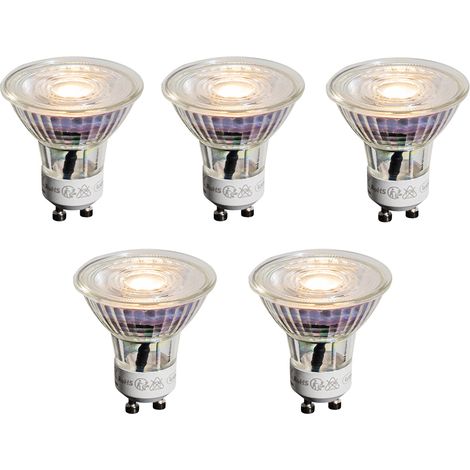 LUEDD Juego de 5 bombillas LED GU10 de 50 mm transparentes 3,5 W 330 lm 3000 K