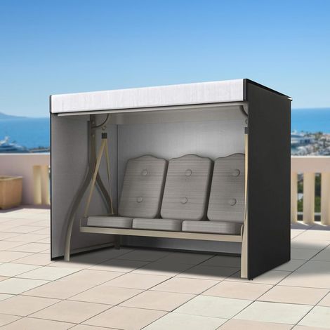3 Seater Garden Swing Seat Cover 160120170cm Waterproof 210D Black Chair Covers Windproof Anti-UV Outdoor Patio Swing Protective Cover All Weather Swing Canopy Furniture Covers for Garden Outdoor (1/5)