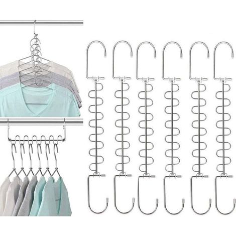 Cintre Gain de Place, Lot de 6 Multi Cintre Magique Organisateur, métal de cintres de vêtements en métal économiseur d'espace et Organisation (Hanger hooks 6 pcs)-Fei Yu (1/5)