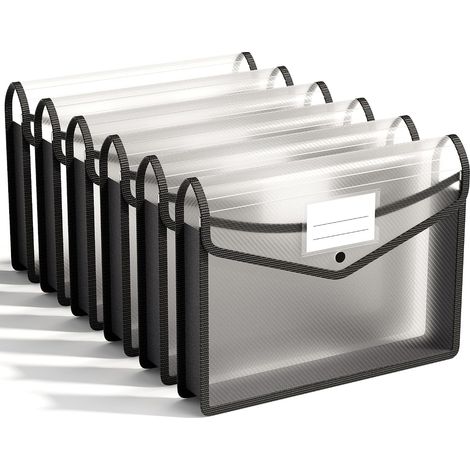 Pochette Plastique A4,6 Pcs Enveloppe Transparente Chemise à Bouton Pression Polypropylène Porte-Document Extensible Fichier Document,Premium Poly Poches Enveloppe avec Porte-Cartes de Visite (1/5)