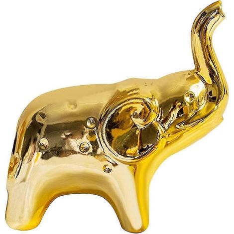 Elefantenstatue, Tischdekoration, Keramik, Sammlerstück, Tierskulptur, dekorative Figur für Kamin, Regal, Schlafzimmerschrank-Gold L (1/5)