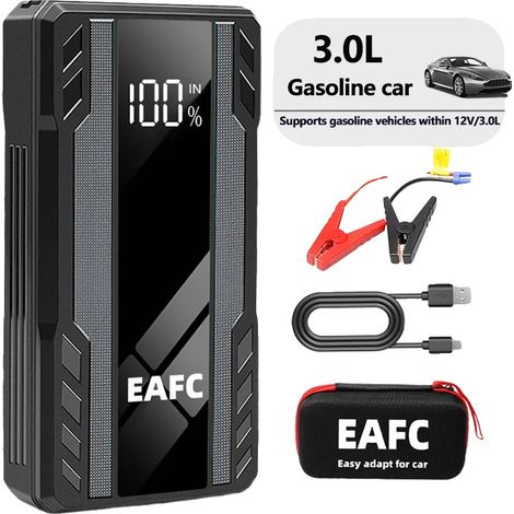 Avviatore di emergenza per auto, ricarica USB, luce LED, scatola adattatore nera (1/2)