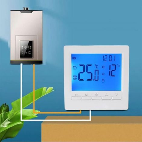 Thermostat Chaudière - Écran LCD - Programmable - Sans Fil - Pour Chauffage Central Et Plancher Chauffant - 1 Pièce (1/4)