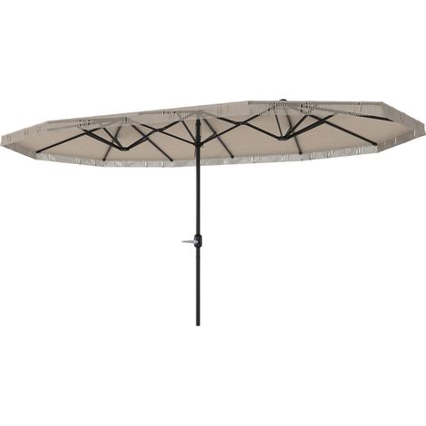 Rechteckiger Doppelsonnenschirm 4,5 x 2,65 m mit Kurbelgriff, cremefarbener Stoff (180 g/m²), für Terrasse und Garten