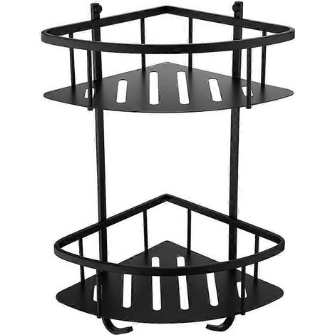 Étagère murale triangulaire pour salle de bain, étagère flottante, panier de douche, porte-shampoing, étagère à épices pour cuisine, noir 2 (1/5)