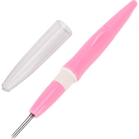Outil de feutrage à l'aiguille avec poignée ergonomique à trois aiguilles pour une utilisation facile et une prise en main confortable. Aiguilles à feutrage à faire soi-même, roses. (1/5)