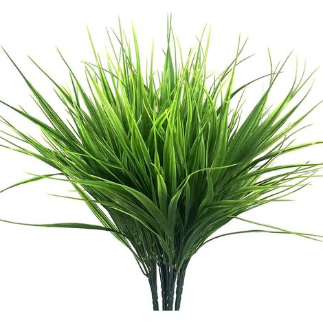 4 Pcs Artificial Plastic Shrubs 37cm Green Artificial Plants Fake Wheat Grass Plants for Outdoor Garden Main Table Kitchen Office Decor (1/5)