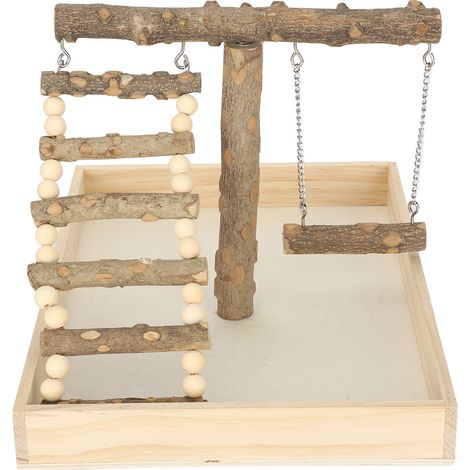 Support de perchoir en bois pour perroquet naturel, support de jeu debout, entraînement avec grande Base (1/5)