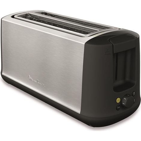 Moulinex – Grille-pain inox 2 fentes 1700W avec fonction ECO – Remontée extra-haute – Centrage automatique – Tiroir ramasse miettes