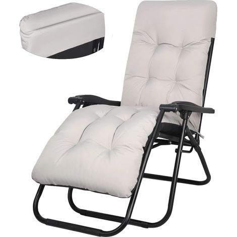 Cojines para tumbona, tejido impermeable, diseño antideslizante, gris claro. (1/2)