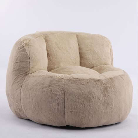 Großer Sitzsack Loungesofa aus Kunstfell mit Schaumstofffüllung, Braun Camel, ohne Montage, MODENUIT (1/5)