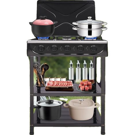 Cuisinière à gaz, 5 brûleurs, allumage manuel, puissance de combustion 2,5 kW, dimensions 6444,516,5 cm, poids brut 10 kg (1/5)