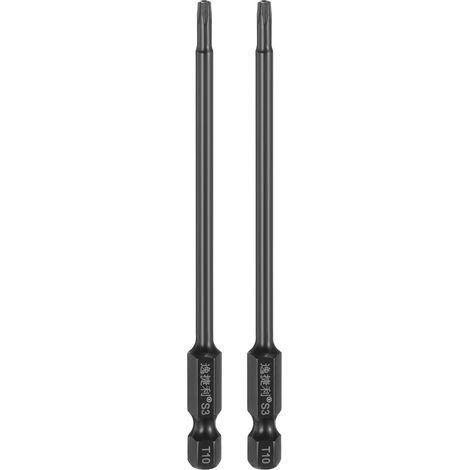 2pcs T10 Embout Vis Sécurité Torx Tige Hexagonale 1/4" Outil (1/5)