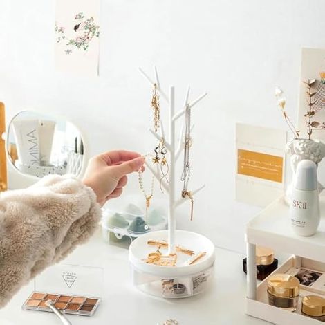 Présentoir à bijoux 3-en-1 : arbre à colliers, bracelets, bagues, boucles d'oreilles et montres (1/5)