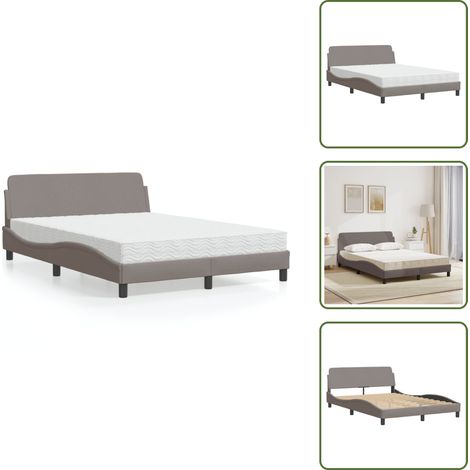 Bett mit Matratze Taupe 140x190 cm Stoff - Doppelbett - Boxspringbetten - Lattenrost - Bettsofa - Wohnraumgestaltung (1/5)