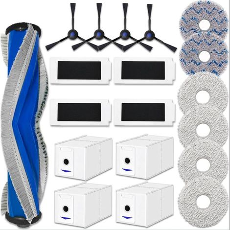 Accessories Kit for Ecovacs Deebot T30 Pro Omni / T30 Omni: 1 Roller Brush, 6 Cleaning Pads, 4 Filters, 4 Side Brushes, 4 Spare Parts Bags (1/5)