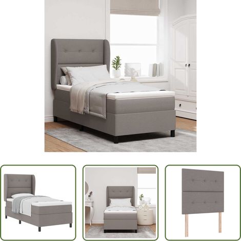 Matelas - Lit à ressorts avec matelas Taupe 90 x 200 cm tissu (1/5)