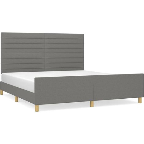 Lit double Lit adulte Cadre de lit sans matelas gris foncé 180x200 cm tissu (1/5)