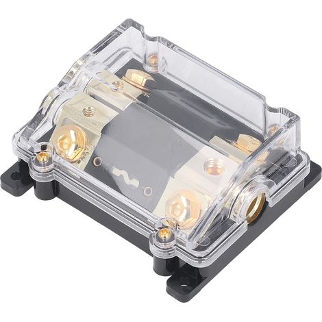 Bloc de distribution d'alimentation avec fusible, entrée 0GA, sortie 4GA, alliage de zinc plaqué or, pour amplificateur stéréo de voiture (1/5)