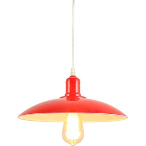 Suspension industrielle vintage Edison, plafonnier classique en métal pour hall d'entrée, bar, restaurant, bureau, style rétro, sans ampoule, douille E27 (rouge)