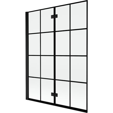 Paroi de baignoire à 2 volets gauche Mexen Mist 130 x 150 cm, grille noire, noire - 8A9-130-002-70-77-L (1/5)